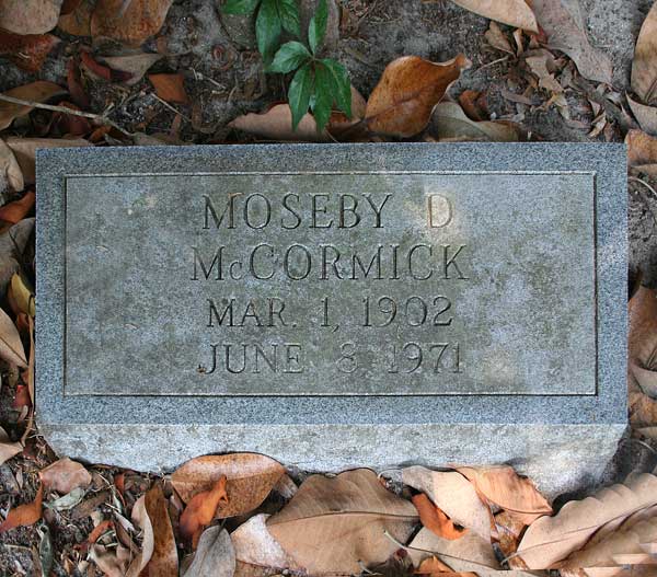 Moseby D. McCormick Gravestone Photo