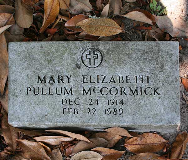 Mary Elizabeth Pullum McCormick Gravestone Photo