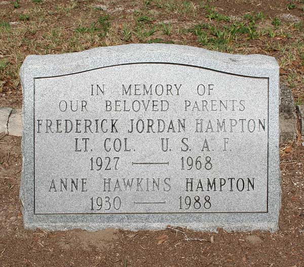 Frederick Jordan & Anne Hawkins Hampton Gravestone Photo