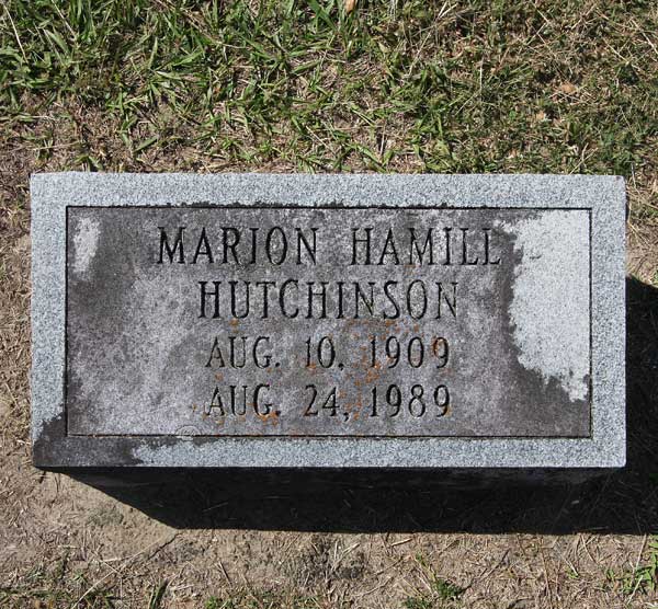 Marion Hamill Hutchinson Gravestone Photo