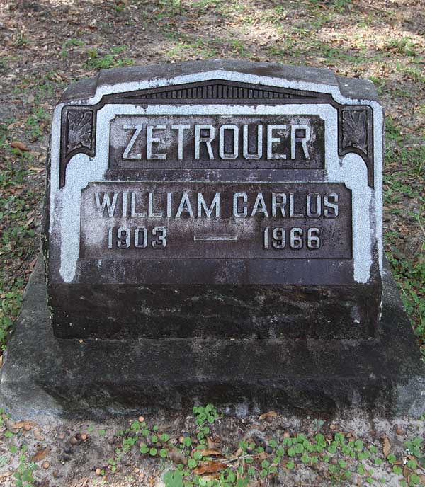 William Carlos Zetrouer Gravestone Photo