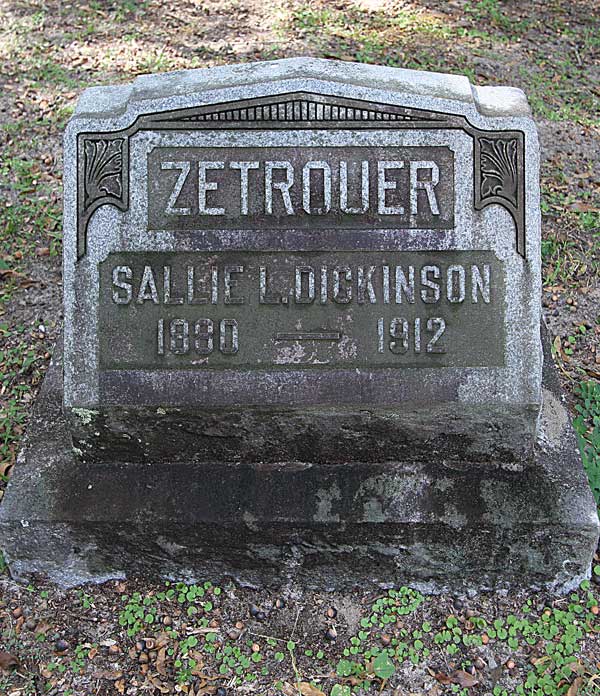 Sallie L. Dickinson Zetrouer Gravestone Photo