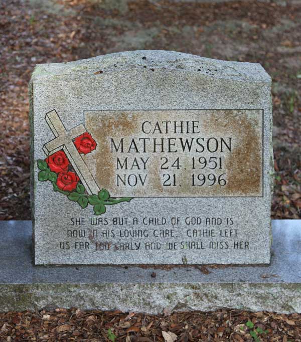 Cathie Mathewson Gravestone Photo