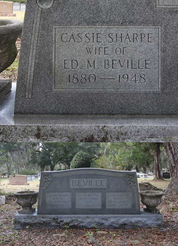 Cassie Sharpe Beville Gravestone Photo