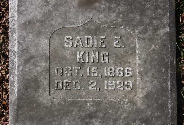 Sadie E. King Gravestone Photo