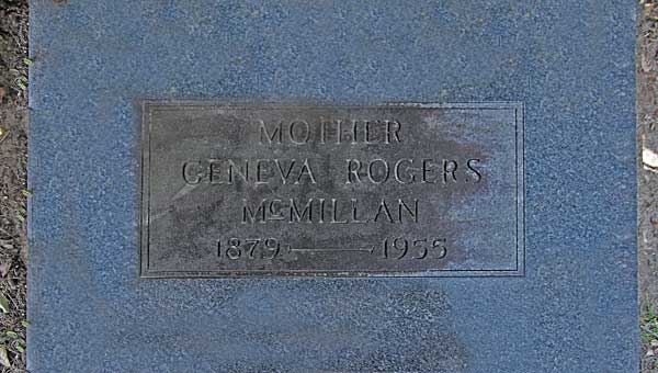 Geneva Rogers McMillan Gravestone Photo