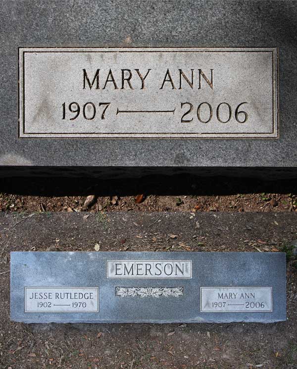 Mary Ann Emerson Gravestone Photo