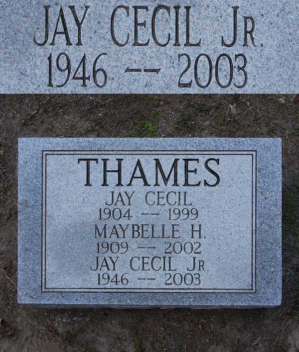 Jay Cecil Thames Gravestone Photo