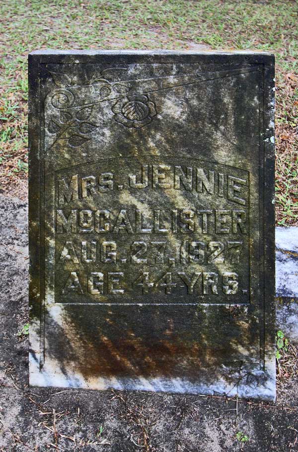 Mrs. Jennie McCallister Gravestone Photo