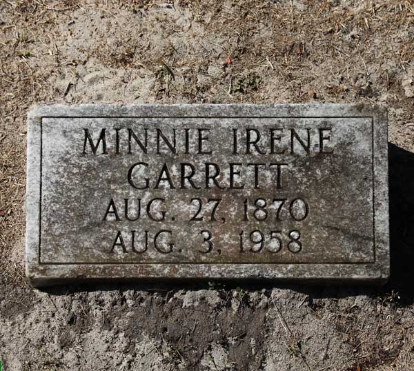 Minnie Irene Garrett Gravestone Photo