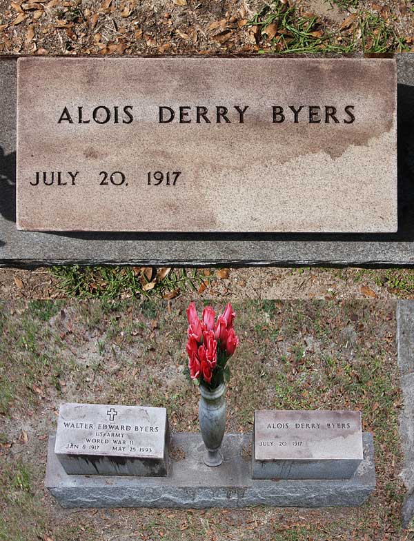 Alois Derry Byers Gravestone Photo