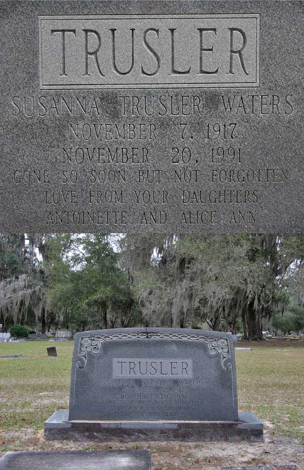 Susanna Trusler Waters Gravestone Photo