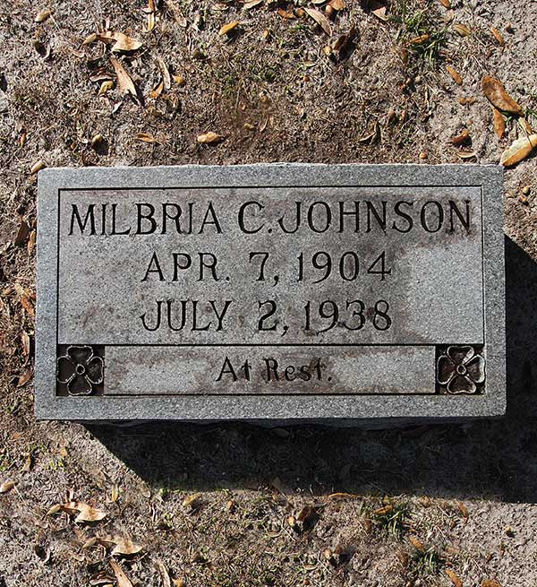 Milbria C. Johnson Gravestone Photo