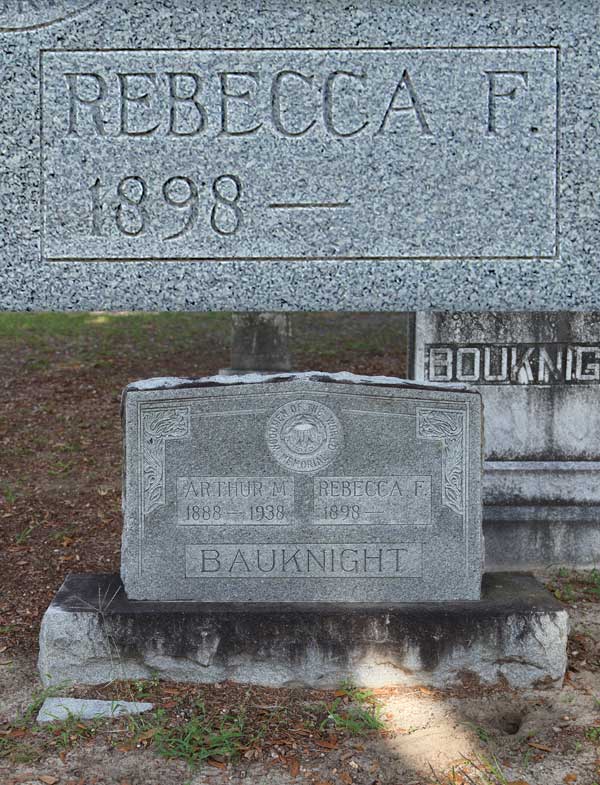 Rebecca F. Bauknight Gravestone Photo