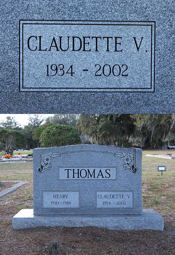 Claudette V. Thomas Gravestone Photo