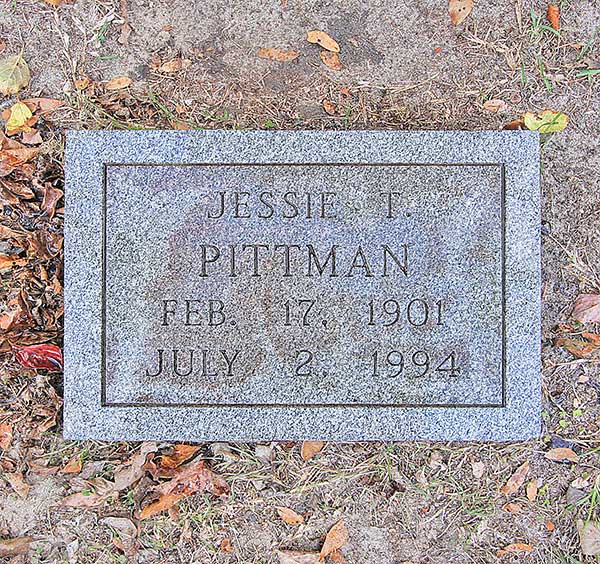 Jessie T. Pittman Gravestone Photo
