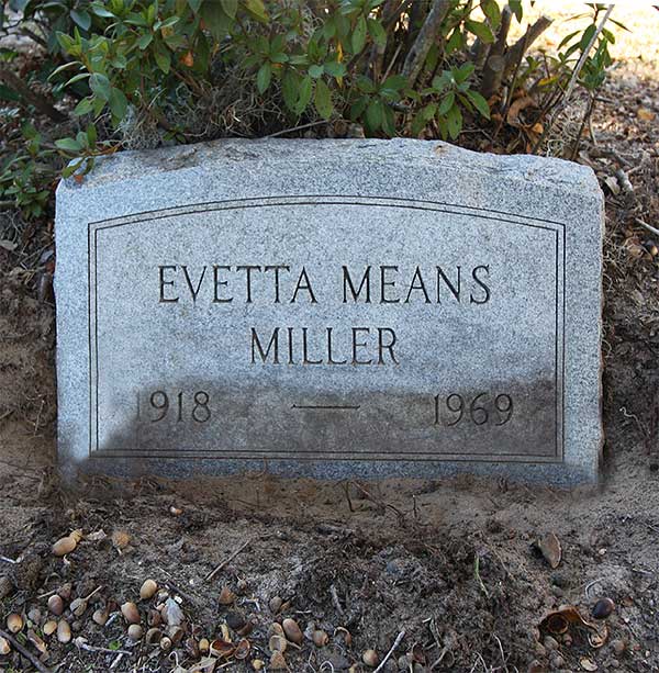 Evetta Means Miller Gravestone Photo