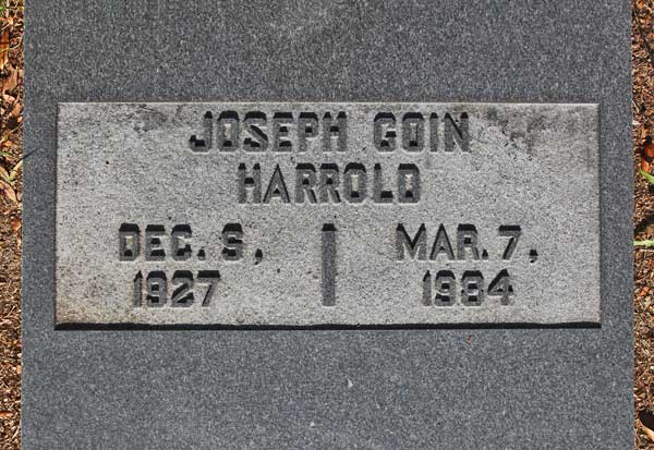 Joseph Goin Harrold Gravestone Photo