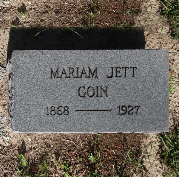 Mariam Jett Goin Gravestone Photo