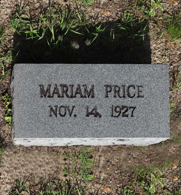 Mariam Price Gravestone Photo