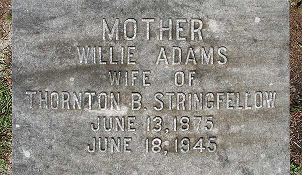 Willie Adams Stringfellow Gravestone Photo