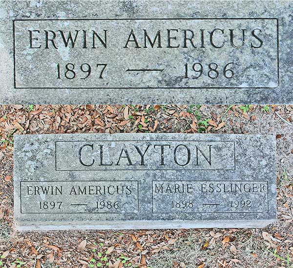Erwin Americus Clayton Gravestone Photo