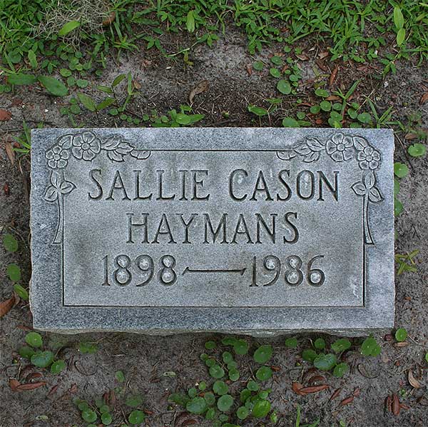 Sallie Cason Haymans Gravestone Photo