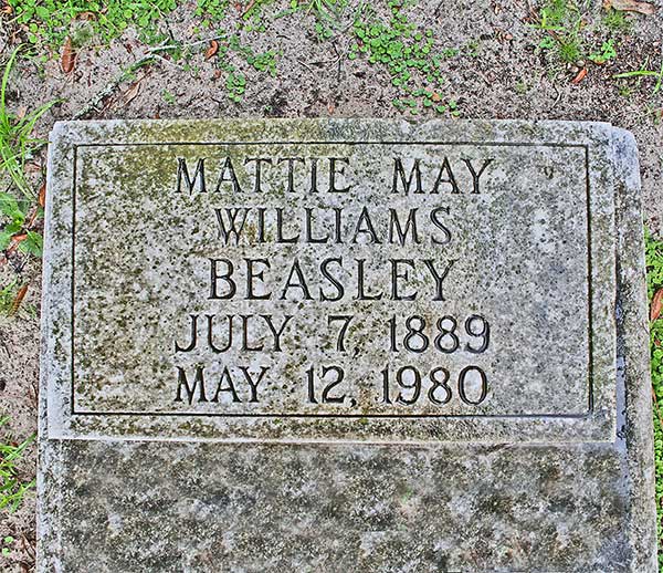 Mattie May Williams Beasley Gravestone Photo