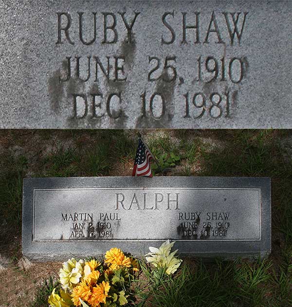 Ruby Shaw Ralph Gravestone Photo