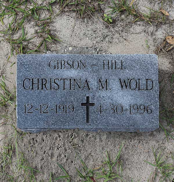 Christina M. Wold Gibson-Hill Gravestone Photo