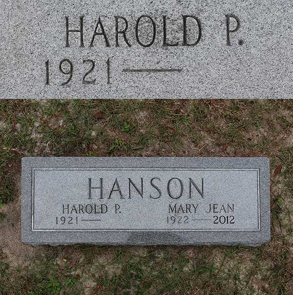 Harold P. Hanson Gravestone Photo