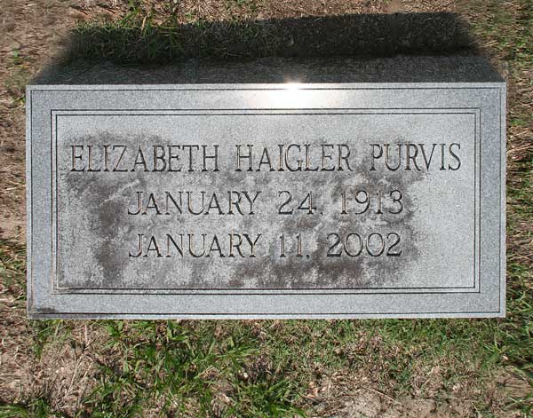 Elizabeth Haigler Purvis Gravestone Photo