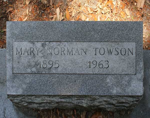 Mary Norman Towson Gravestone Photo