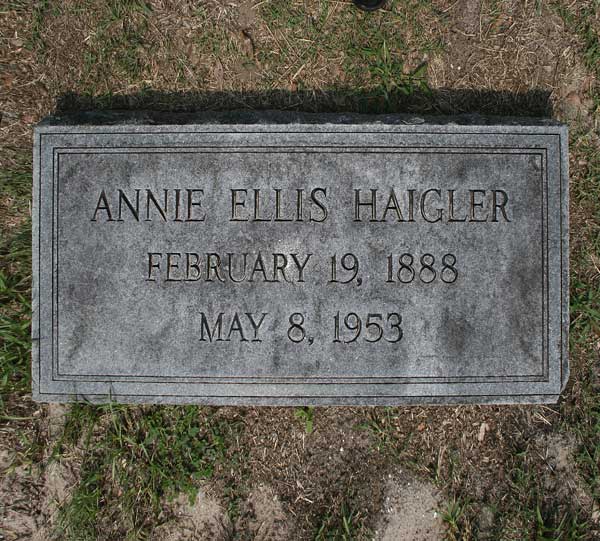 Annie Ellis Haigler Gravestone Photo