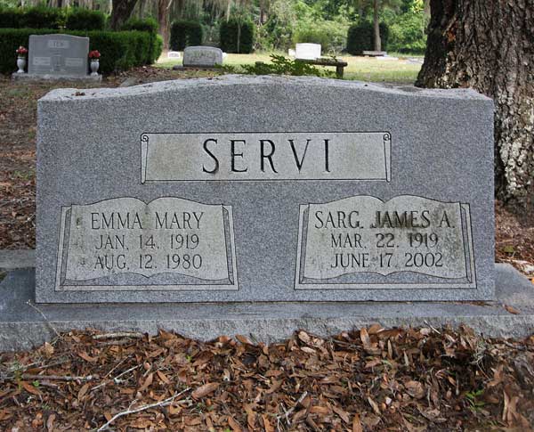 Emma Mary & Sarg. James A. Servi Gravestone Photo