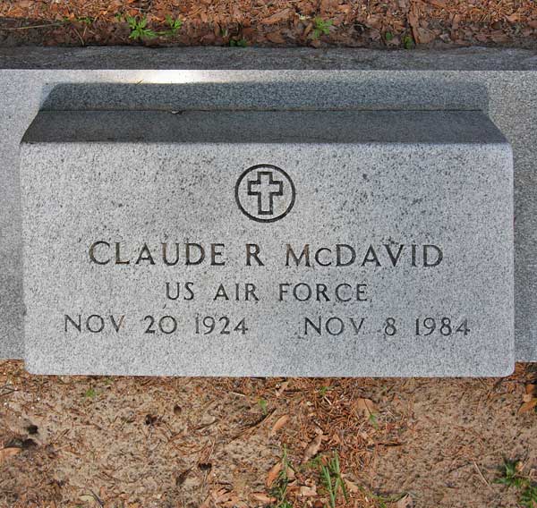 Claude R. McDavid Gravestone Photo