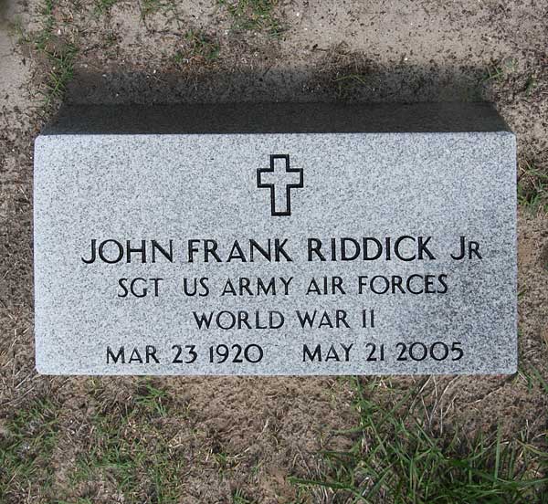John Frank Riddick Gravestone Photo