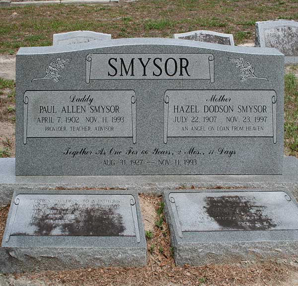 Paul Allen & Hazel Dodson Smysor Gravestone Photo