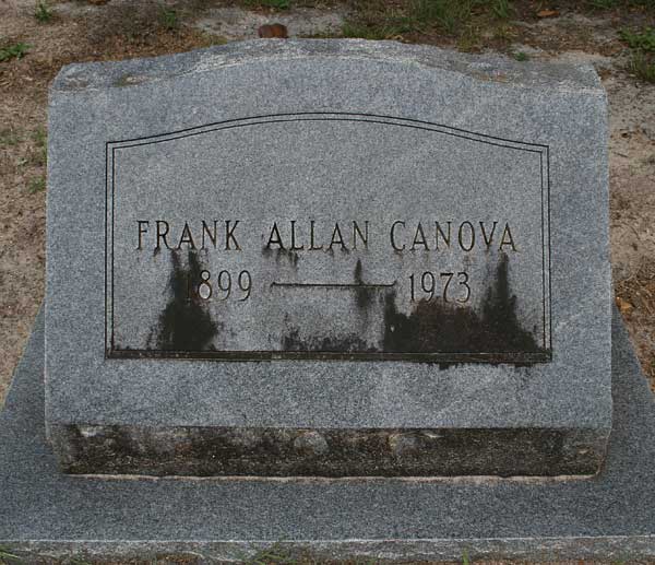 Frank Allan Canova Gravestone Photo