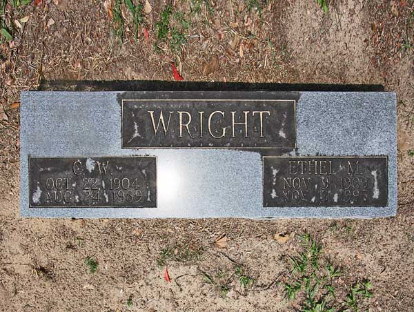 C.W. & Ethel M. Wright Gravestone Photo
