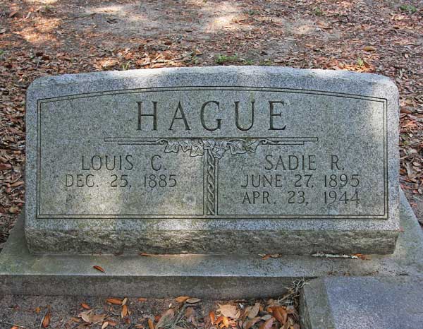 Louis C. & Sadie R. Hague Gravestone Photo