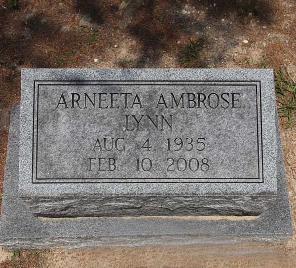 Arneeta Ambrose Lynn Gravestone Photo