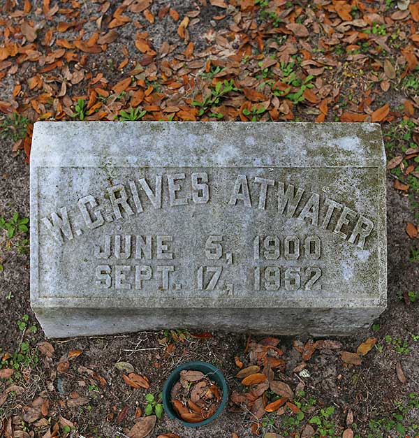 W.C. Rives Atwater Gravestone Photo