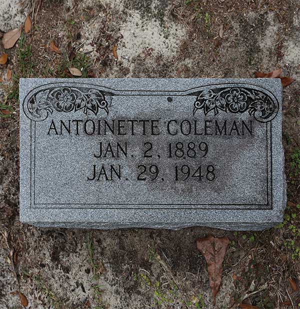 Antoinette Coleman Gravestone Photo