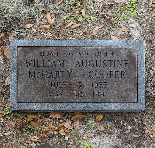 William Augustine McCarty-Cooper Gravestone Photo