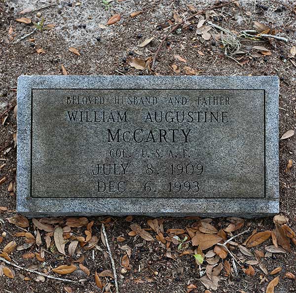 William Augustine McCarty Gravestone Photo