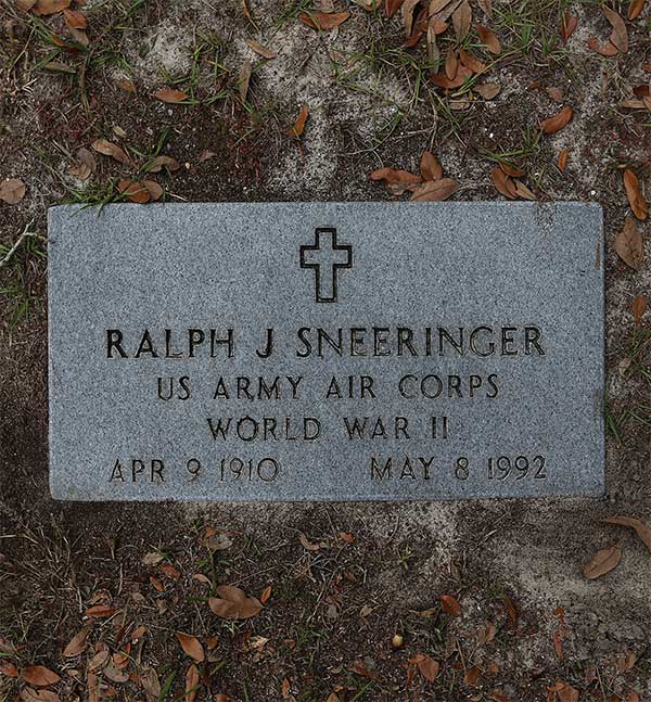 Ralph J. Sneeringer Gravestone Photo
