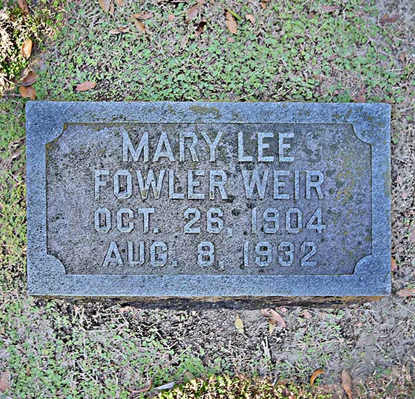 Mary Lee Fowler Weir Gravestone Photo