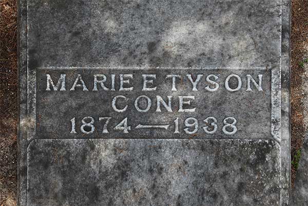 Marie E. Tyson Cone Gravestone Photo