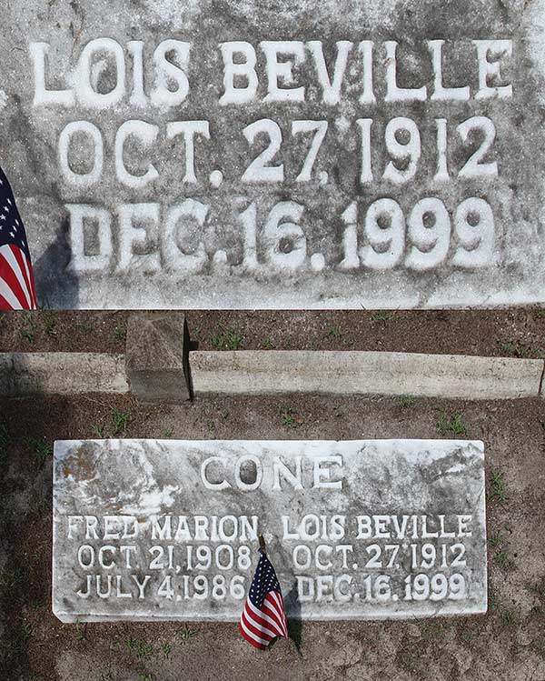 Lois Beville Cone Gravestone Photo